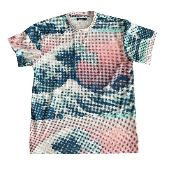 Pink Dolphin Legends At Our Craft Wave Print T-Shirt - L - Picture 1 of 5